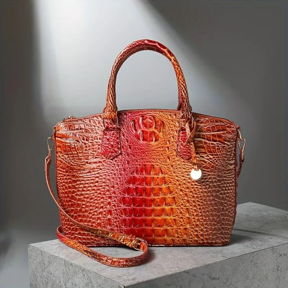 Stunning Gradient Crocodile Pattern Handbag Crossbody Purse for Women - Picture 2 of 6